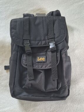 Lee Black Men's Canvas Backpack with Gold Logo Accent
